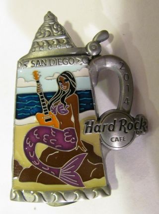 Hard Rock Cafe pin,  2014 San Diego mermaid stein flip lid Limited Edition 300 2