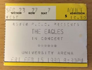 1980 The Eagles Albuquerque Concert Ticket Stub The Long Run Tour Glenn Frey 7