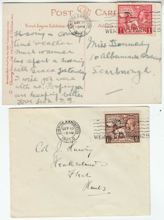 1925 British Empire Exhibition 1d On Canadian Pavilion Pc & 1 1/2d On Cover