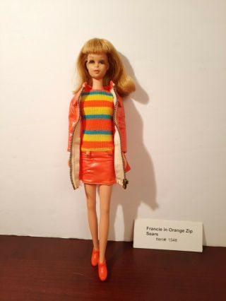 Vintage Barbie 1968 Mod Sears Exclusive Orange Zip Outfit Vhtf
