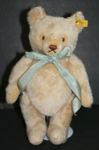 German Steiff Straw Stuffed Mohair Teddy Bear Jointed Growler 12 " Vintage 1950