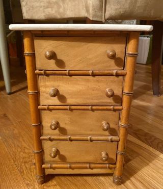 Antique French Faux Bamboo Tallboy Doll Dresser W/4 Drawers - Late 19th Century