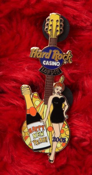 Hard Rock Cafe Pin London Casino Girl Year Flame 2005 Lapel Hat Yellow