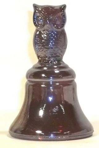 Boyd Glass Made In 1989 Owl Bell Owls Bird Carnival Purple Grape Parfait Fund