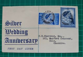 1948 Silver Wedding Anniversary First Day Cover Manchester 26 Ap 48 Cds