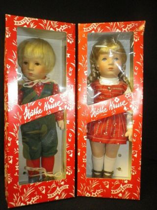 14 " Vintage Kathe Kruse Girl & Boy Pair Box