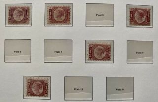 Gb Queen Victoria Sg48 1870 1/2d Rose Plates 3,  4,  6,  10 & 12