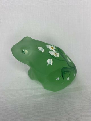 Fenton Art Glass Green Satin Hand Painted By Anderson Frog Figurine For Lenox