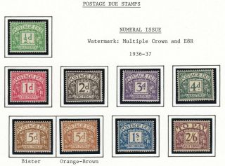 Gb 1936 Postage Due Sg D19 - D26 Includes Sgd24a Mnh & Lightly Mounted