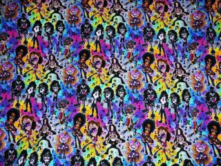 Rock & Roll Janis Joplin Kiss Mick Jagger Jimi Hendrix Fabric 4 Yards Great For