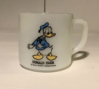 Vintage Disney Donald Duck Federal Milk Glass Coffee Tea Cup Mug
