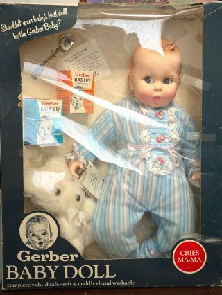 Vintage 1979 Gerber Baby Doll Rolling Eyes Spoon Barley And Mixed Cereal Nrfb