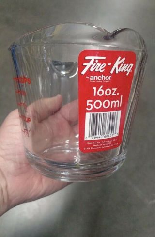Glass Measuring Cup 2 - Cup By Anchor Hocking Fire - King 16 Oz