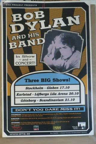 Bob Dylan & Band " Love And Theft " Promo 24 X 36 Concert Tour Poster - Sweden - 2005