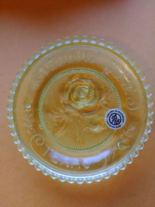 Yellow Rose Of Texas Vintage Pairpoint Cup Plate Vaseline Glass? Coaster,  1980