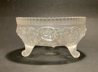Vintage Imperial Carnival Glass Open Rose Footed Bowl Dish