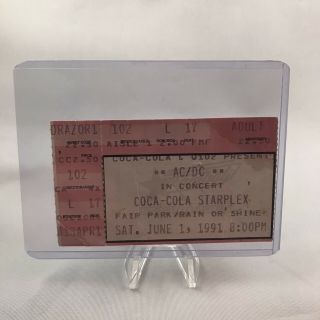 Ac Dc Coca Cola Starplex Dallas Tx Concert Ticket Stub Vintage June 1 1991