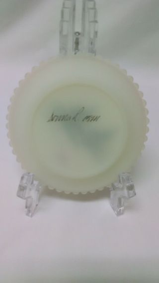 Fenton Hand Painted Mini Custard Glass Plate with Cardinal 3