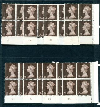 1969 RARE COMPLETE SET OF THE 31 CYLINDER BLOCKS FOR THE MACHIN HIGH VALUES.  MNH 2