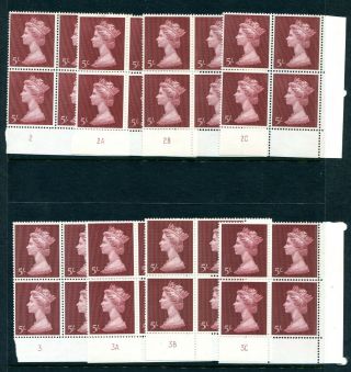 1969 RARE COMPLETE SET OF THE 31 CYLINDER BLOCKS FOR THE MACHIN HIGH VALUES.  MNH 3