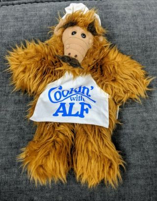 Cookin With Alf Plush Hand Puppet Vintage 1988 Wearing Apron Chef Hat