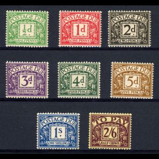 Great Britain 1937 - 38 Postage Due Set.  Sg D27 - D34.  Lightly Hinged.  (am317)