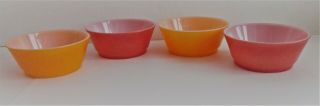 4 Vintage Fire - King Cereal Bowls,  Yellow Gold & Light Red - Brown,  5 " Diameter