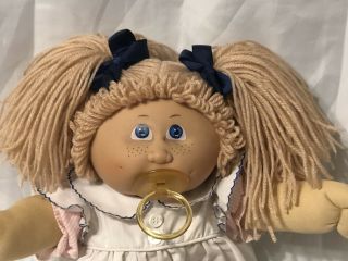 Jesmar Cabbage Patch Kid Light Brown Double Pony With Freckles And Pacifier