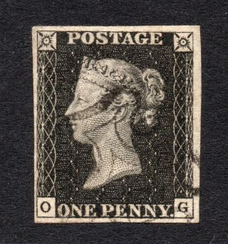 1840 Penny Black Sg 2 Plate 8 (o G) 1d Black With Black Maltese Cross Pmk.