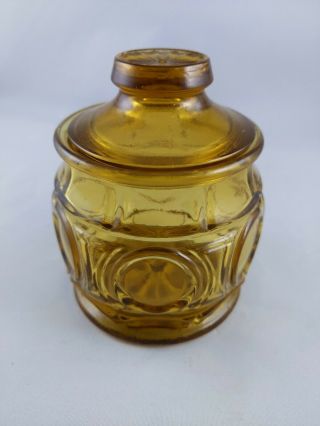 Vintage Amber Glass Canister Apothecary Jar Small 5 " Tall,  With Lid
