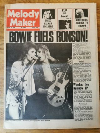 Melody Maker Newspaper January 26th 1974 David Bowie Cover