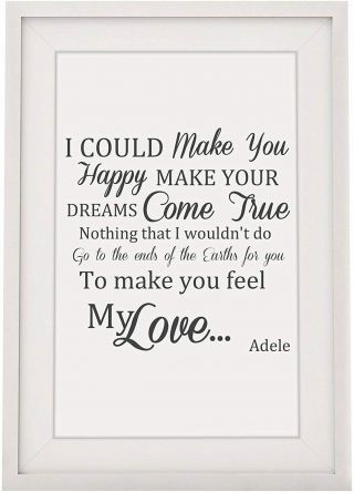 Adele Make You Feel My Love Song Lyrics Framed Print With Mount 12 X 10 "