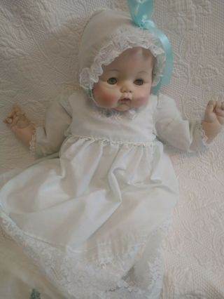 1961 Madame Alexander Kitten Baby Doll Approx 22 ".  Has Stain On Check.