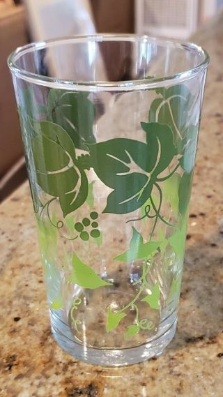Vintage Federal Southern Green Ivy Swig Juice Glasses Set Of 4 -
