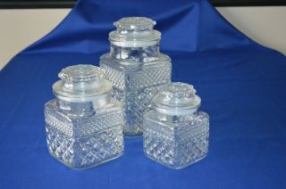 Anchor Hocking Wexford Canister Set 3 Pc