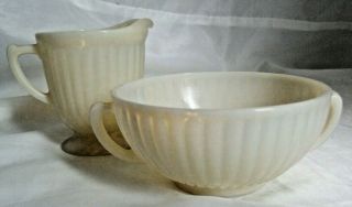 Vintage Macbeth - Evans Glass Petalware Cremax Cream & Sugar Bowl