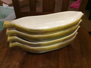 Vintage 1950 Set Of 4 Ceramic Banana Split Boats Ice Cream Dishes Banana Dish