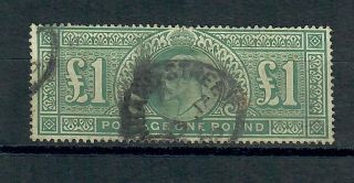 Gb 1902 £1 Dull Blue - Green Good With C.  D.  S.  Cancel Sg266