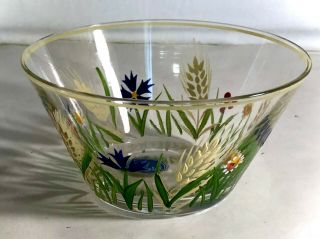 Imperial Glass Hand Painted Enamel Floral & Wheat 4 1/2 " Bowl