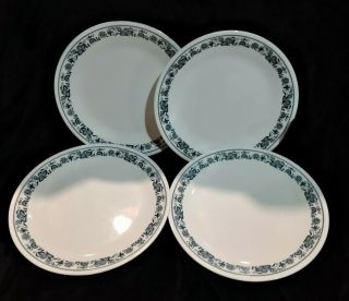 Set Of 4 Corelle Dinner Plates Blue Onion Old Town Blue Pattern 10 1/4 "