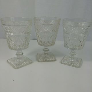 3 Imperial Glass Cape Cod Clear Low Water Goblets W/ Wafer Stem 5 - 1/4 " Vintage