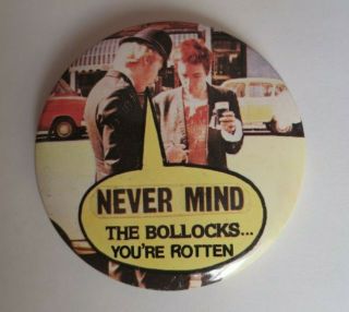 Vintage Tin The Sex Pistols Punk - Wave Badge - Never Mind The Bollocks