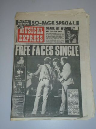 Nme 1973 March 10 Slade Faces Yoko Ono James Brown Cat In Jamaica Evlis Presley