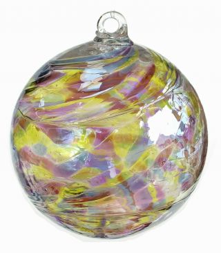 Friendship Ball Hand Blown Art Glass Multi - Color Ornament Witchball