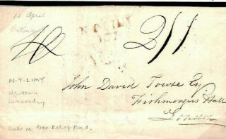 Gb Ireland Historic Letter Poor Relief Fund 1827 Cover N.  T.  Limy {samwells}b91b