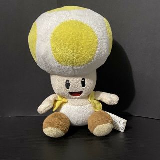 2010 Nintendo Mario Bros Wii Yellow Toad Mushroom Plush Stuff Doll 6”