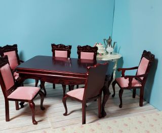 Miniature Dollhouse Dining Room Table Chairs Bespaq 1 Inch Scale