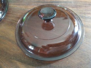 Pyrex Vision Ware Replacement Round Lid Only Amber Glass 8.  5 " Diameter V2.  5c