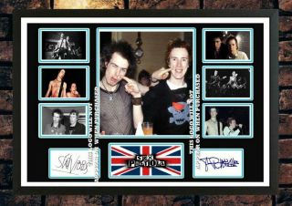 (463) Sid Vicious & Johnny Rotten Signed A4 Photo//framed (reprint) Great Gift