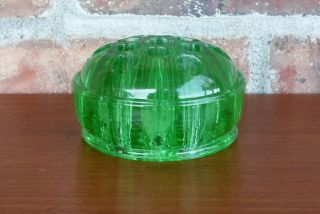 Old Vintage Green Depression Glass Domed 13 Hole Flower Frog